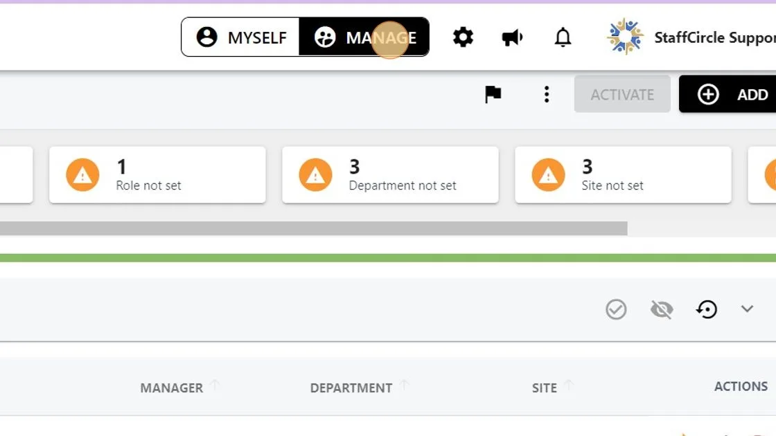 Screenshot from the StaffCircle platform: How can I update a user's email address?