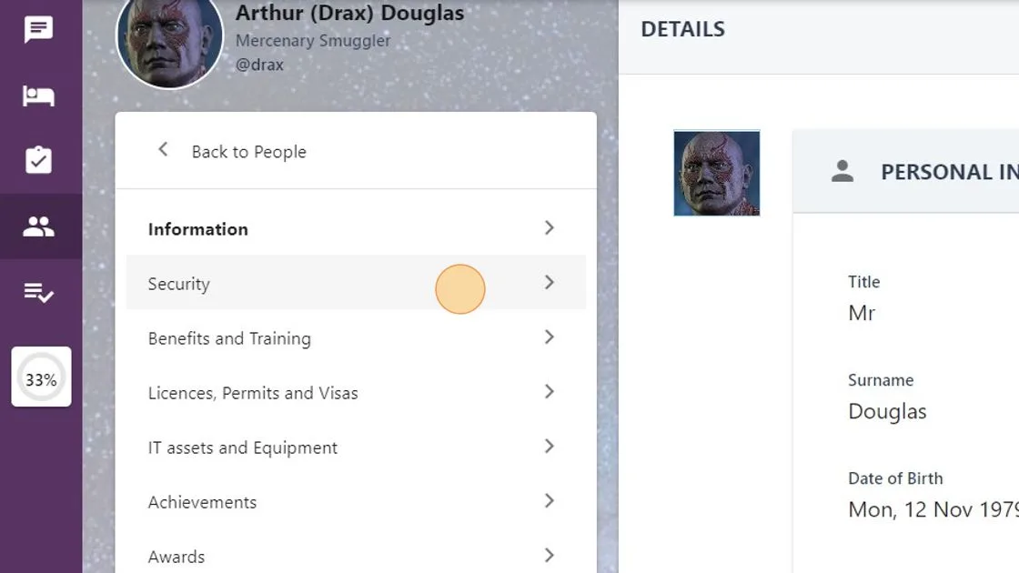 Screenshot from the StaffCircle platform: How can I update a user's email address?