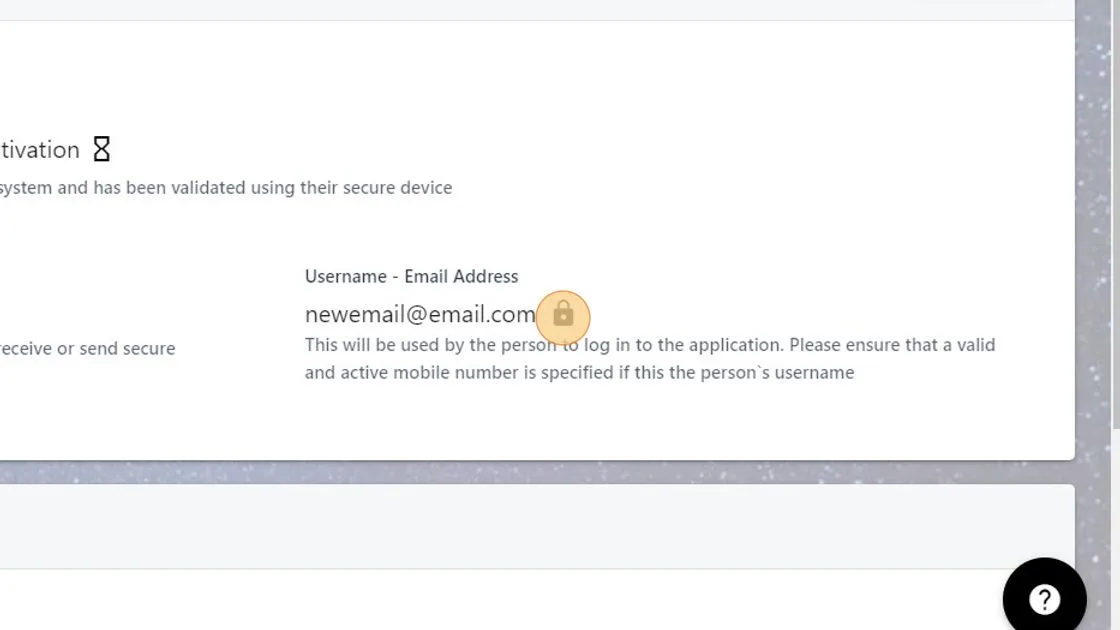 Screenshot from the StaffCircle platform: How can I update a user's email address?