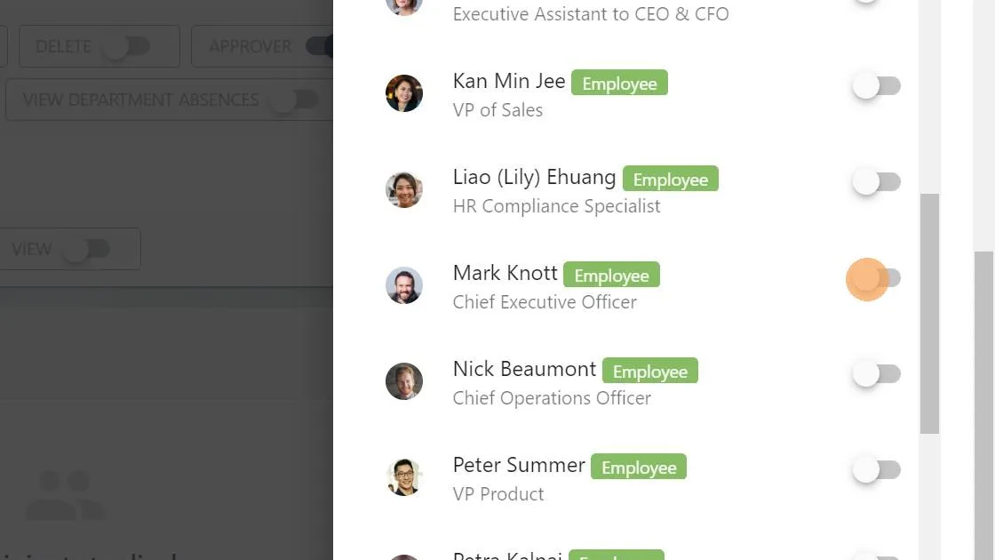 Screenshot from the StaffCircle platform: How do I automatically approve my holiday if I'm the CEO and don't report to anyone or don't have a manager?