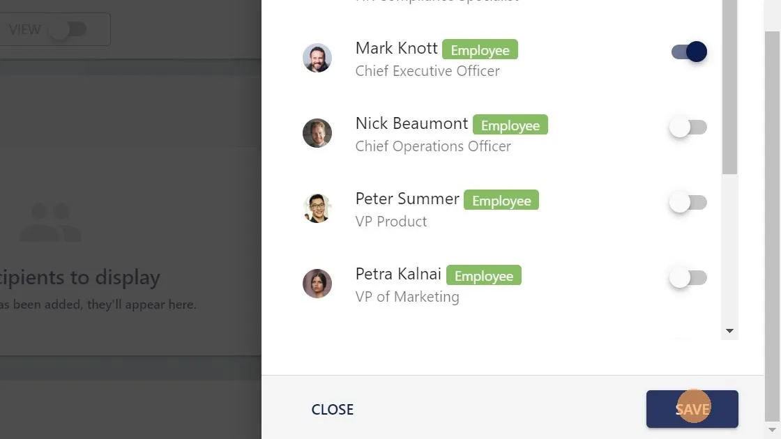 Screenshot from the StaffCircle platform: How do I automatically approve my holiday if I'm the CEO and don't report to anyone or don't have a manager?