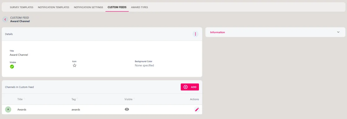 Screenshot from the StaffCircle platform: How do I create an Awards Channel?
