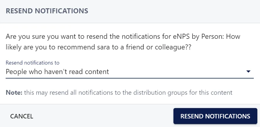 Screenshot from the StaffCircle platform: How do I resend article notifications?