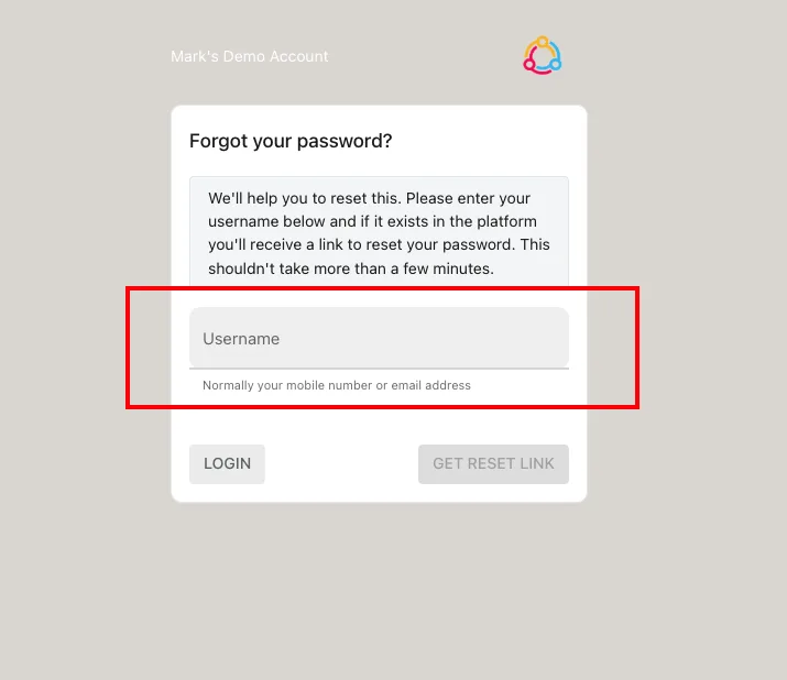 Screenshot from the StaffCircle platform: How do I reset a users password?