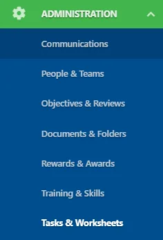 Screenshot from the StaffCircle platform: How do I view a complete task and its relevant worksheet as a manager?