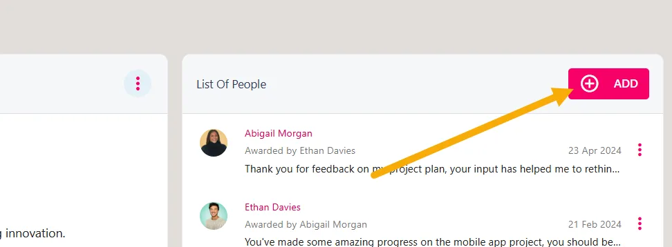 Screenshot from the StaffCircle platform: How to assign an award via the Award Details page?