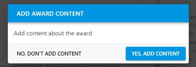 Screenshot from the StaffCircle platform: How to assign an award via the Award Details page?