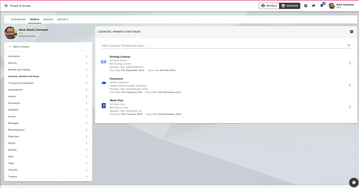 Screenshot from the StaffCircle platform: HR:V2 v.1.11.0