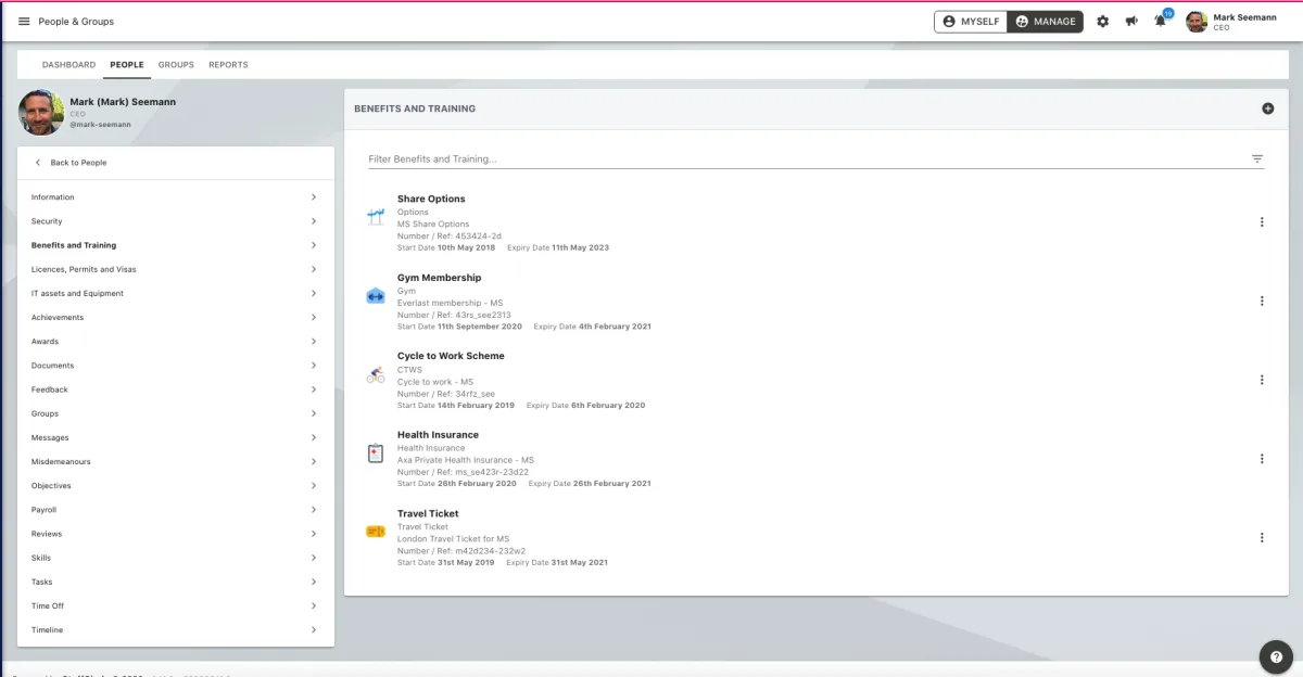 Screenshot from the StaffCircle platform: HR:V2 v.1.11.0