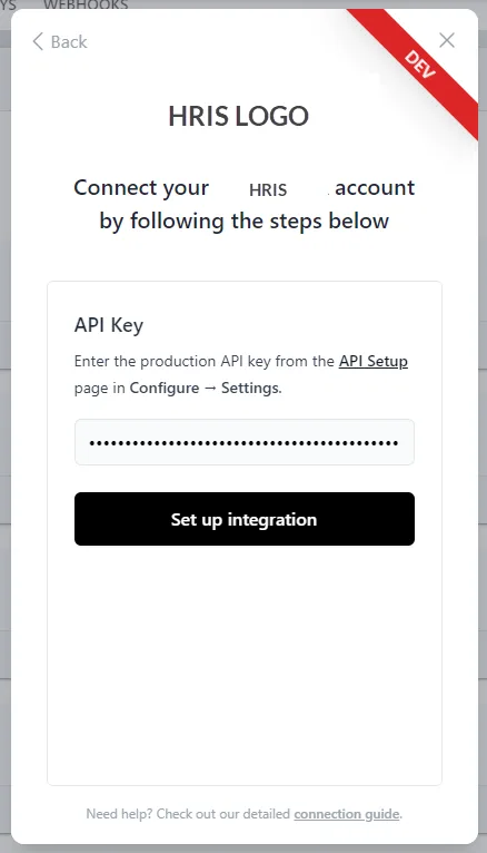 Screenshot from the StaffCircle platform: HRIS Connectors Set-Up