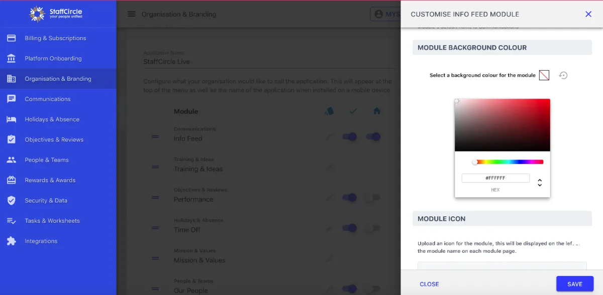 Screenshot from the StaffCircle platform: Microsoft 365 Integration v.1.5.0