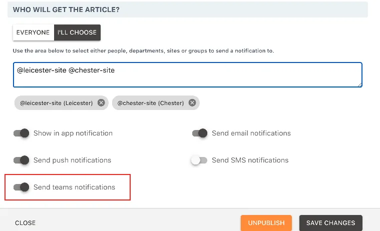 Screenshot from the StaffCircle platform: Microsoft Teams Integration v.1.10.0