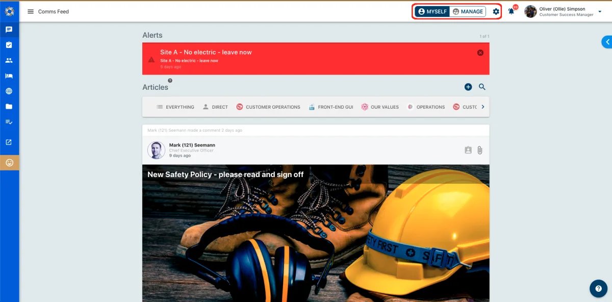 Screenshot from the StaffCircle platform: New Menu v.1.4.0