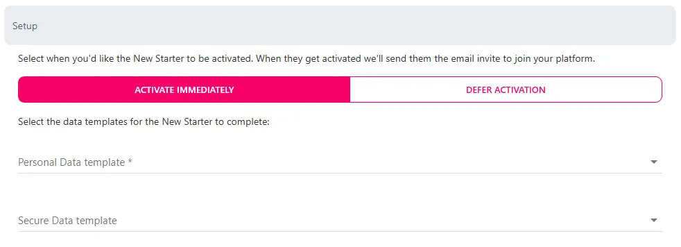 Screenshot from the StaffCircle platform: New Starter: Add