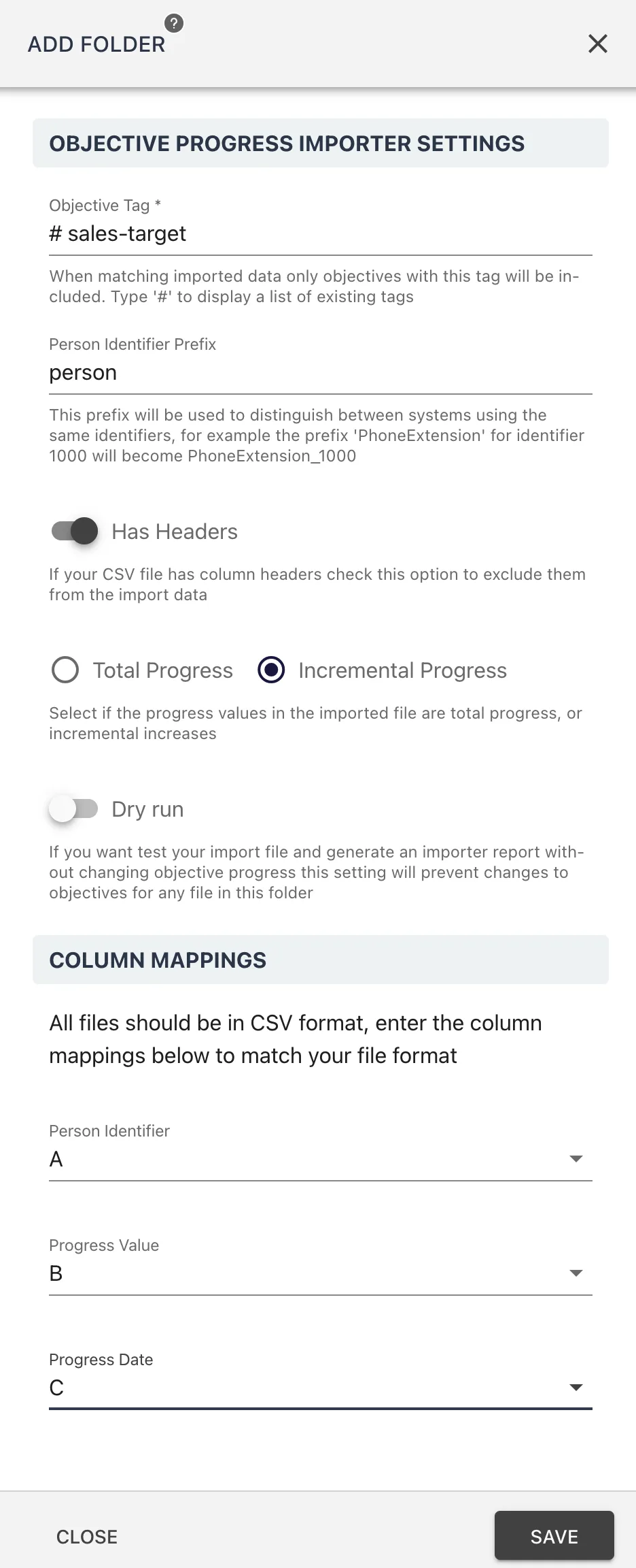 Screenshot from the StaffCircle platform: Objective Updates Importer: Objectives Leaderboard