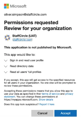 StaffCircle screenshot: Office 365 3