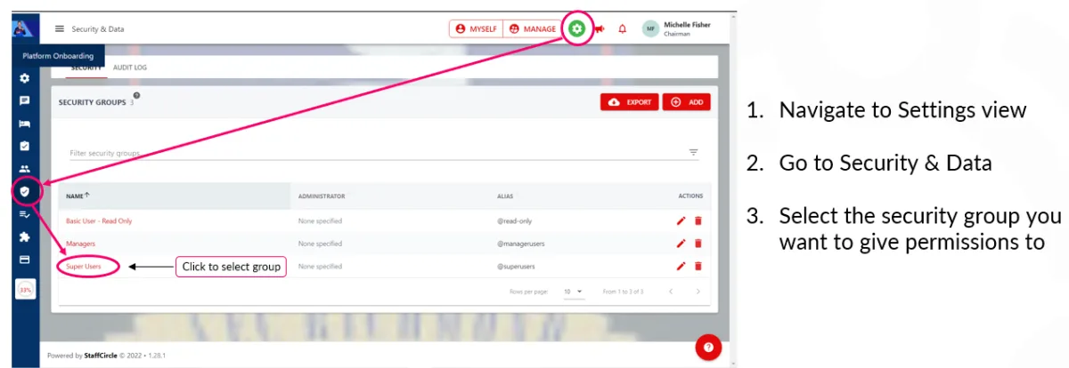 Screenshot from the StaffCircle platform: Onboarding v.1.28.0