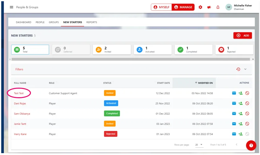 Screenshot from the StaffCircle platform: Onboarding v.1.28.0
