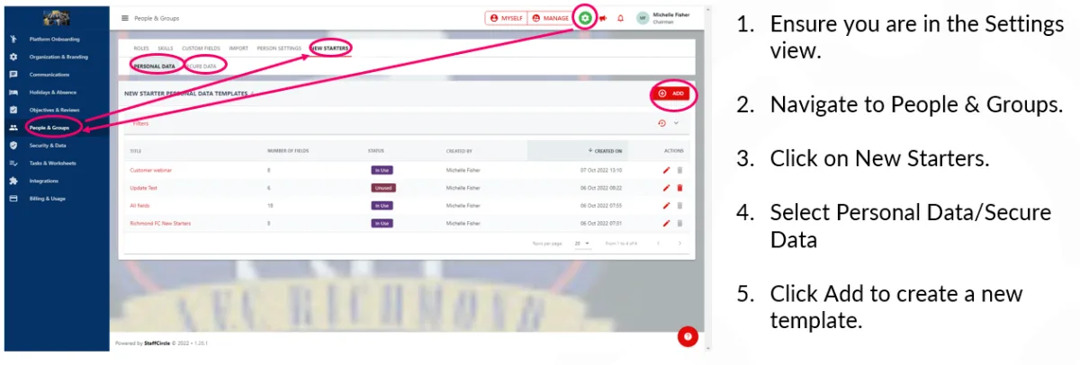 Screenshot from the StaffCircle platform: Onboarding v.1.28.0