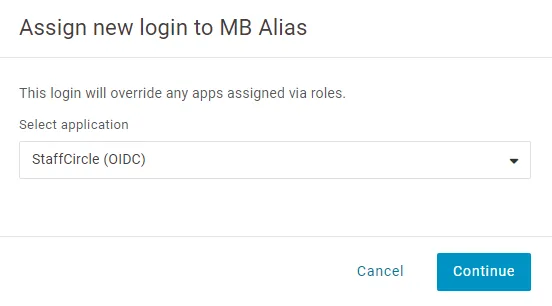 Screenshot from the StaffCircle platform: OneLogin Setup