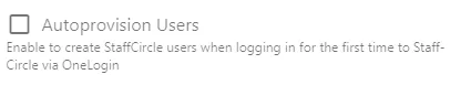 Screenshot from the StaffCircle platform: OneLogin Setup