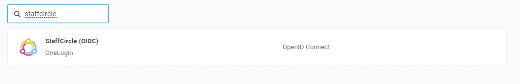 Screenshot from the StaffCircle platform: OneLogin Setup
