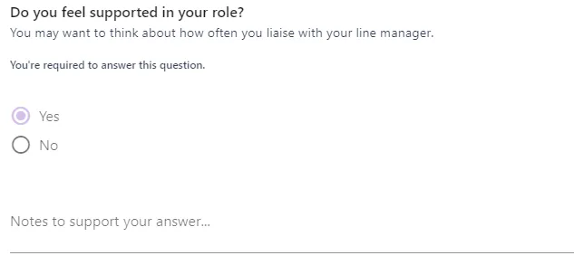 Screenshot from the StaffCircle platform: Option-based Questions