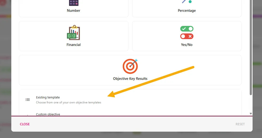 Screenshot from the StaffCircle platform: Overview: Objective Templates