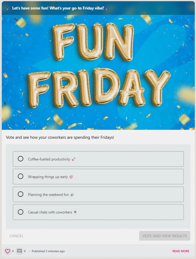 Screenshot from the StaffCircle platform: Poll