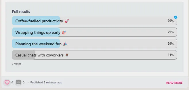 Screenshot from the StaffCircle platform: Poll