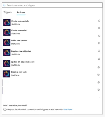 Screenshot from the StaffCircle platform: Power Automate Integration