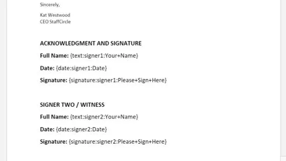 Screenshot from the StaffCircle platform: Prepare Document(s) for E-Sign
