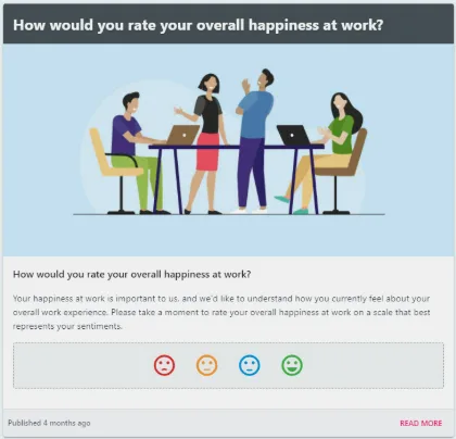 Screenshot from the StaffCircle platform: Publish a Survey to the Feed