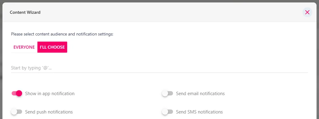 Screenshot from the StaffCircle platform: Publish a Survey to the Feed