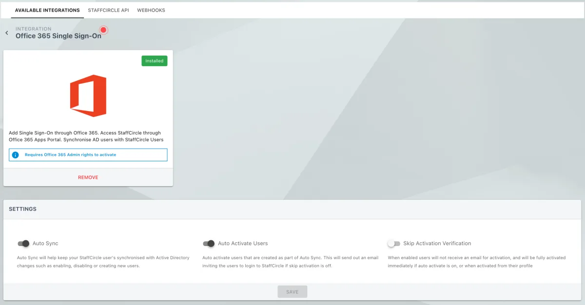 Screenshot from the StaffCircle platform: Regions v.1.15.0