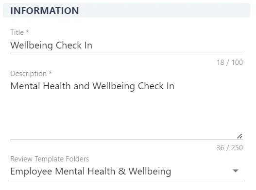 Screenshot from the StaffCircle platform: Review Template: Add