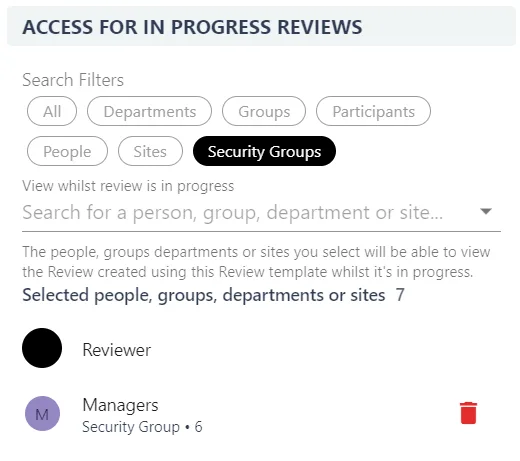 Screenshot from the StaffCircle platform: Review Template: Add