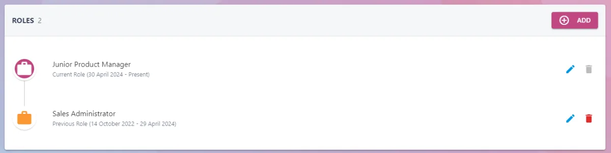 StaffCircle screenshot: 2 rolehistorysection y 0