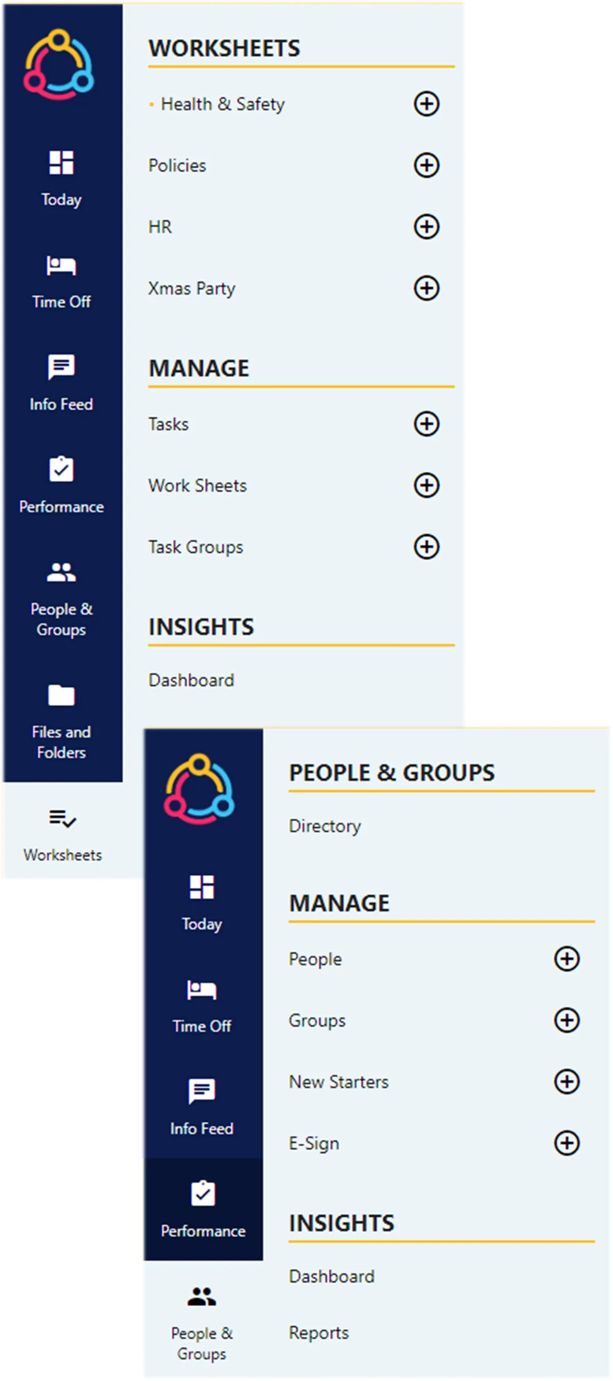 Screenshot from the StaffCircle platform: Search Bar & Menu v.1.31.0