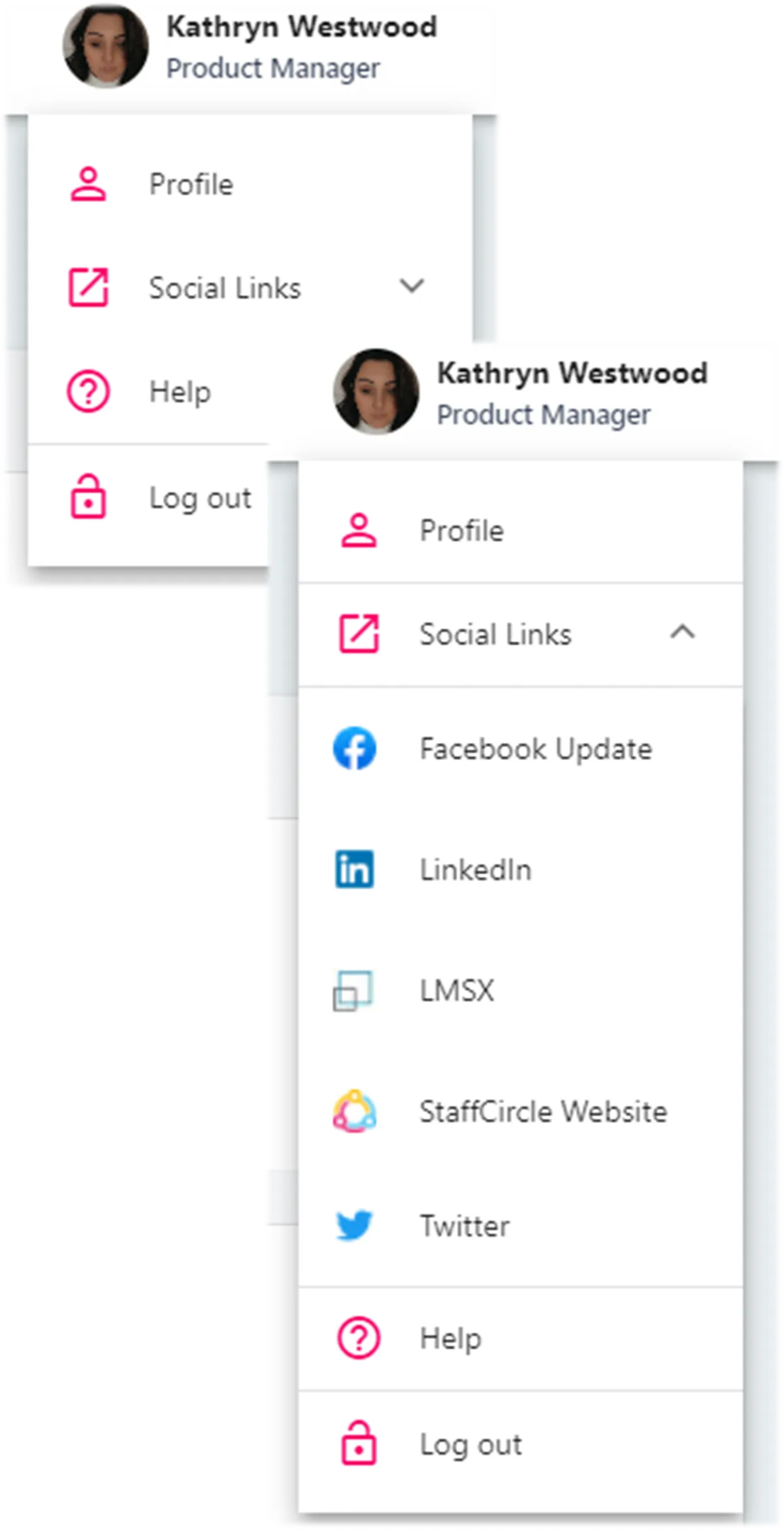 Screenshot from the StaffCircle platform: Search Bar & Menu v.1.31.0