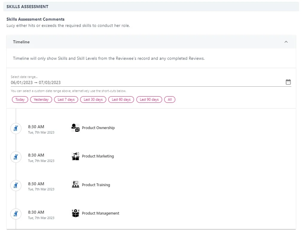 Screenshot from the StaffCircle platform: Sensitive Reviews v.1.30.0
