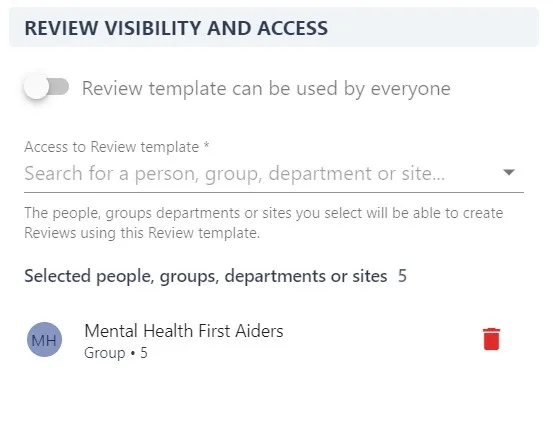 Screenshot from the StaffCircle platform: Sensitive Reviews v.1.30.0