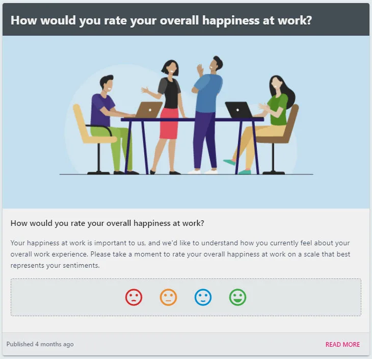 Screenshot from the StaffCircle platform: Sentiment Surveys: Overview