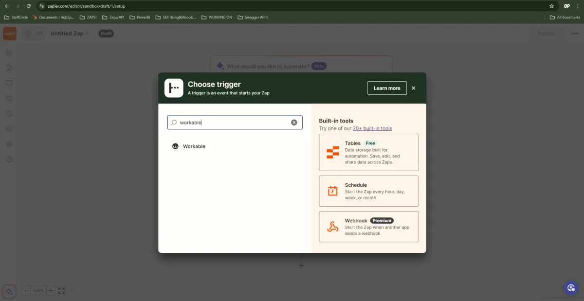 Screenshot from the StaffCircle platform: Setting up the Workable Integration