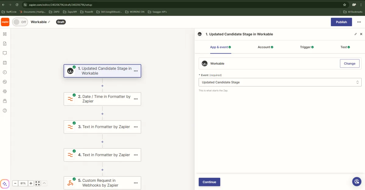 Screenshot from the StaffCircle platform: Setting up the Workable Integration