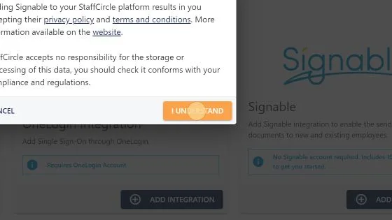 Screenshot from the StaffCircle platform: Setup E-Sign