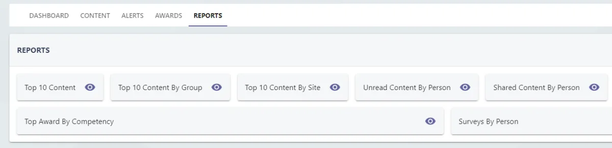 Screenshot from the StaffCircle platform: Shared Content by Person Report