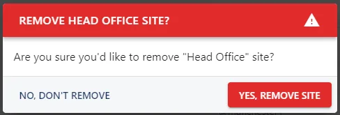 Screenshot from the StaffCircle platform: Sites: Delete