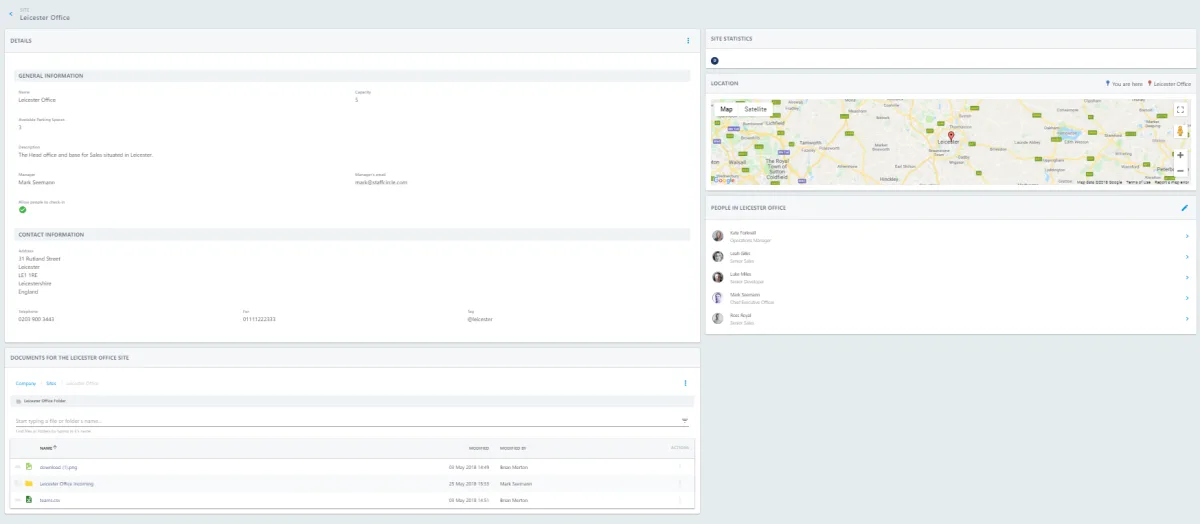 Screenshot from the StaffCircle platform: Sites: Overview