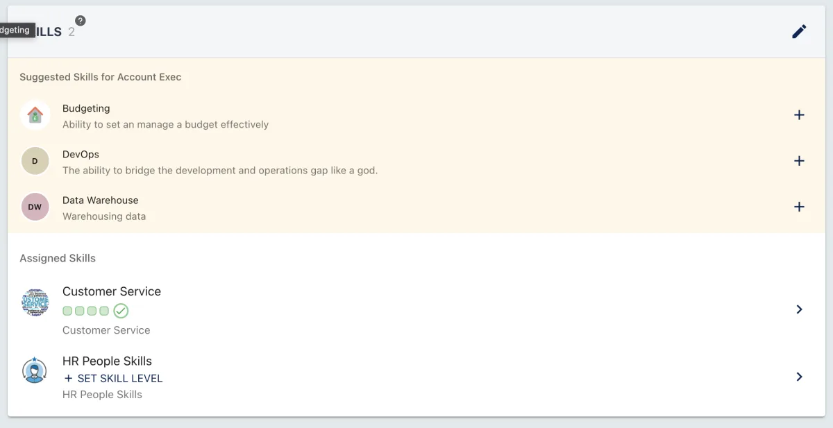Screenshot from the StaffCircle platform: Skills Dashboard & Reports v.1.21.0